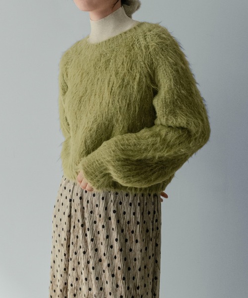 on:nue（オンニュ）の「【on:nue】[着用動画あり！]へアリーシャギークロップドニット（ニット/セーター・レディース・グリーン/アイボリー/グレー・FREE）」の20枚目の写真