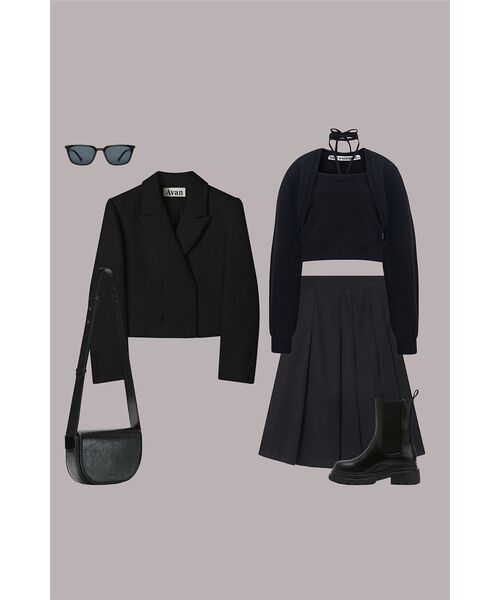 AVANDRESS(アバンドレス )の「Daphne Tweed Double Button Crop Jacket BLACK(テーラードジャケット・レディース・ブラック・MEDIUM/SMALL)」の6枚目の写真