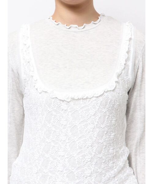 merry jenny（メリージェニー）の「lace layered long tee（Tシャツ/カットソー・レディース・グレー/ベージュ・FREE）」の11枚目の写真
