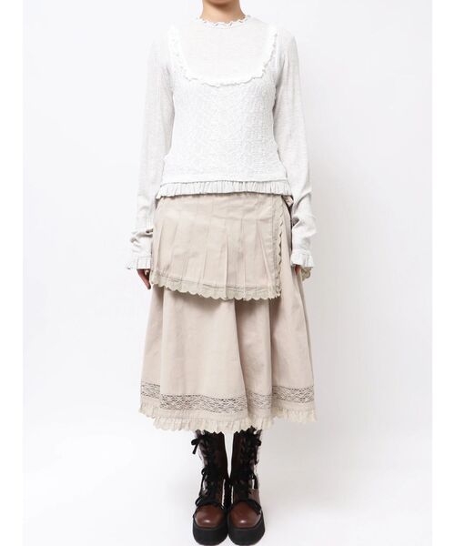 merry jenny（メリージェニー）の「lace layered long tee（Tシャツ/カットソー・レディース・グレー/ベージュ・FREE）」の7枚目の写真