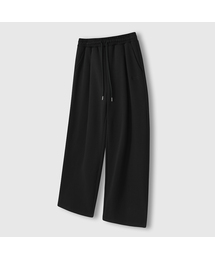 [2PACK] ONE-TUCK WIDE SWEAT PANTS - BLACK (FLEECE ver)
