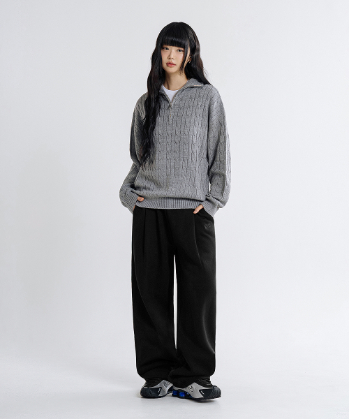 LEMAIN SECOND（リメインセカンド）の「[2PACK] ONE-TUCK WIDE SWEAT PANTS - BLACK (FLEECE ver)（スウェットパンツ・レディース・その他・SMALL/MEDIUM/LARGE/X-LARGE/XX-LARGE）」の4枚目の写真