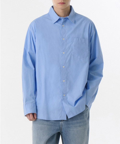 MUSINSA STANDARD（ムシンサスタンダード）の「リラックスドソフトポプリンシャツ[ソックスブルー]（シャツ/ブラウス・メンズ・その他・SMALL/MEDIUM/LARGE/X-LARGE/XX-LARGE）」の6枚目の写真
