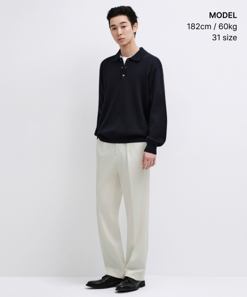 MUSINSA STANDARD（ムシンサスタンダード）の「ワイドヒドゥンバンディングスラックス[クリーム]（スラックス・メンズ・その他・28/29/32/30/31/33/26/27/40/38/42/36/34）」の8枚目の写真