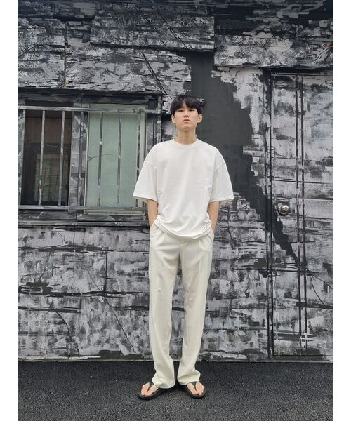 MUSINSA STANDARD（ムシンサスタンダード）の「ワイドヒドゥンバンディングスラックス[クリーム]（スラックス・メンズ・その他・28/29/32/30/31/33/26/27/40/38/42/36/34）」の7枚目の写真