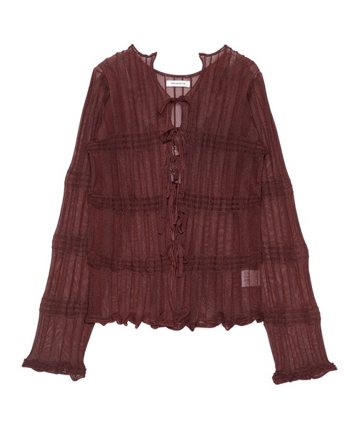 OPEN SESAME CLUB(オープンセサミクラブ)の「sheer flow cardigan(カーディガン/ボレロ・レディース・ブラック/ボルドー・FREE)」の1枚目の写真