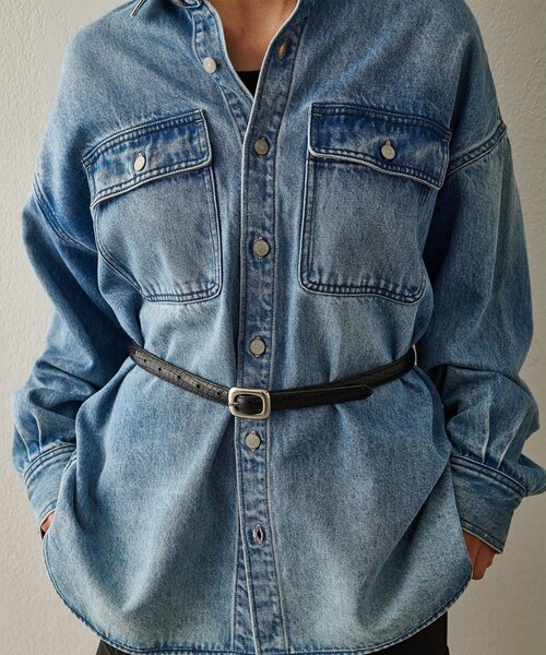 Whim Gazette（ウィムガゼット）の「【Hoaw.】型押しナローベルト（ベルト・レディース・ダークブラウン/ブラック・FREE）」の3枚目の写真