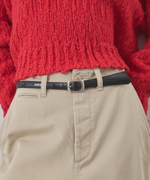 Whim Gazette（ウィムガゼット）の「【Hoaw.】型押しナローベルト（ベルト・レディース・ダークブラウン/ブラック・FREE）」の5枚目の写真