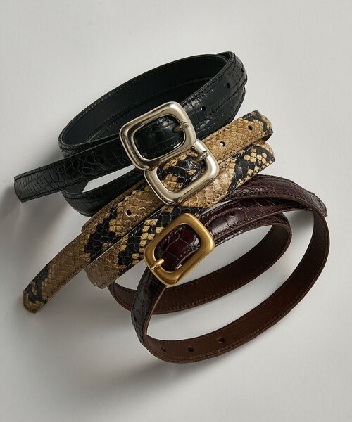 Whim Gazette（ウィムガゼット）の「【Hoaw.】型押しナローベルト（ベルト・レディース・ダークブラウン/ブラック・FREE）」の7枚目の写真