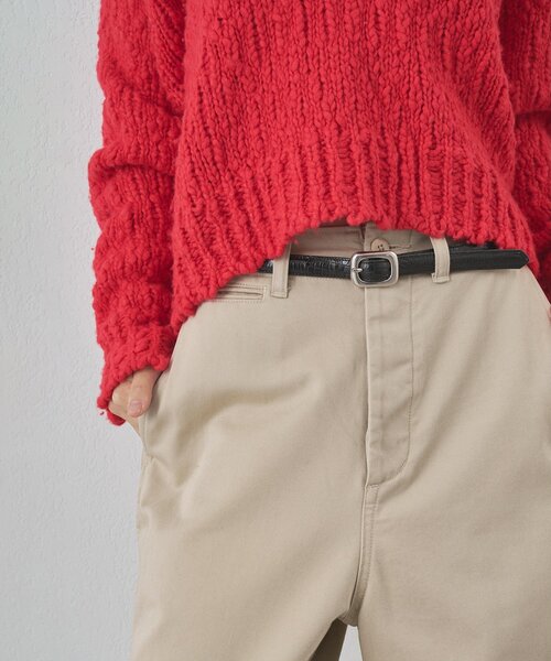 Whim Gazette（ウィムガゼット）の「【Hoaw.】型押しナローベルト（ベルト・レディース・ダークブラウン/ブラック・FREE）」の2枚目の写真