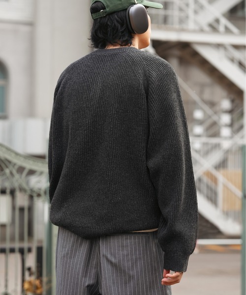 Bleme（ブレム）の「ウール混 ラグラン ヘンリーネックニット（ニット/セーター・メンズ・グレー/ブラウン/ベージュ・S/M/L/XL）」の6枚目の写真