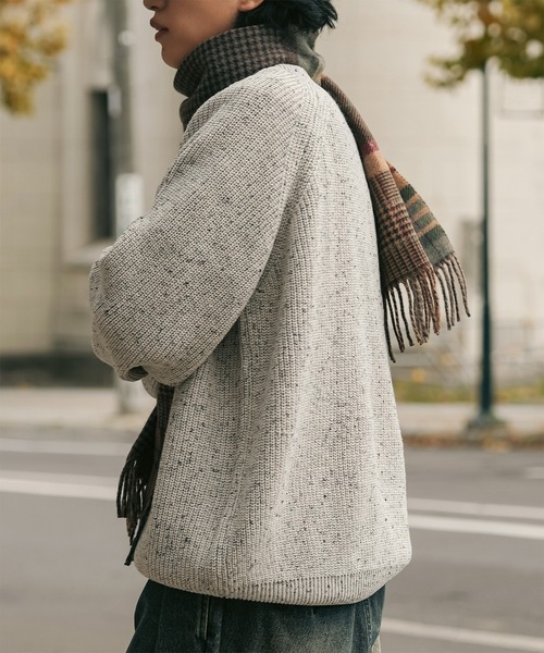 Bleme（ブレム）の「ウール混 ラグラン ヘンリーネックニット（ニット/セーター・メンズ・グレー/ブラウン/ベージュ・S/M/L/XL）」の15枚目の写真