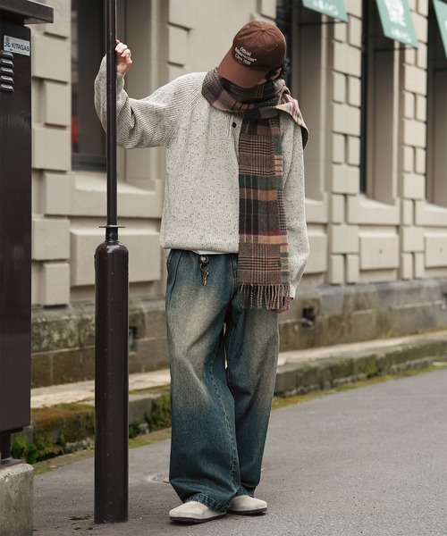 Bleme（ブレム）の「ウール混 ラグラン ヘンリーネックニット（ニット/セーター・メンズ・グレー/ブラウン/ベージュ・S/M/L/XL）」の17枚目の写真