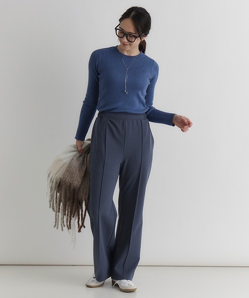 Right-on(ライトオン)の「【親子でお揃い】【HONEYSUCKLE ROSE】裏起毛ジョーゼットフレアパンツ (スタイルアップ / 楽ちんデザイン )(その他パンツ・レディース・ブルー/ブラウン/ブラック・S/M/L)」の18枚目の写真