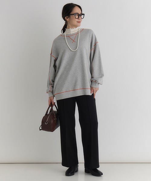 Right-on(ライトオン)の「【親子でお揃い】【HONEYSUCKLE ROSE】裏起毛ジョーゼットフレアパンツ (スタイルアップ / 楽ちんデザイン )(その他パンツ・レディース・ブルー/ブラウン/ブラック・S/M/L)」の8枚目の写真