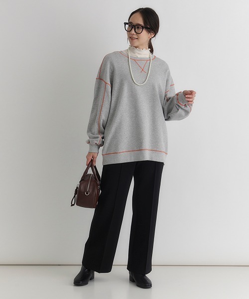 Right-on(ライトオン)の「【親子でお揃い】【HONEYSUCKLE ROSE】裏起毛ジョーゼットフレアパンツ (スタイルアップ / 楽ちんデザイン )(その他パンツ・レディース・ブルー/ブラウン/ブラック・S/M/L)」の9枚目の写真