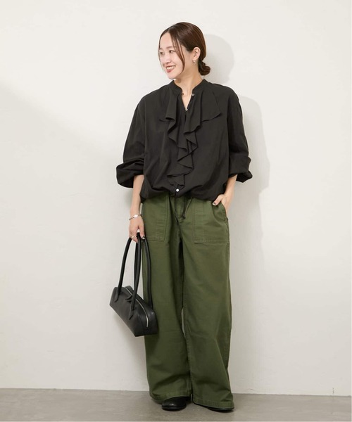 JOURNAL STANDARD（ジャーナルスタンダード）の「《WEB限定追加3》ボイルストライプフリルブラウス（シャツ/ブラウス・レディース・ブラック・FREE）」の2枚目の写真