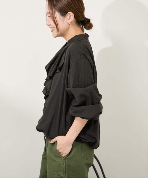 JOURNAL STANDARD（ジャーナルスタンダード）の「《WEB限定追加3》ボイルストライプフリルブラウス（シャツ/ブラウス・レディース・ブラック・FREE）」の4枚目の写真