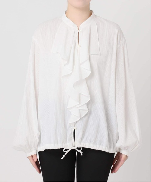 JOURNAL STANDARD（ジャーナルスタンダード）の「《WEB限定追加3》ボイルストライプフリルブラウス（シャツ/ブラウス・レディース・ブラック・FREE）」の8枚目の写真