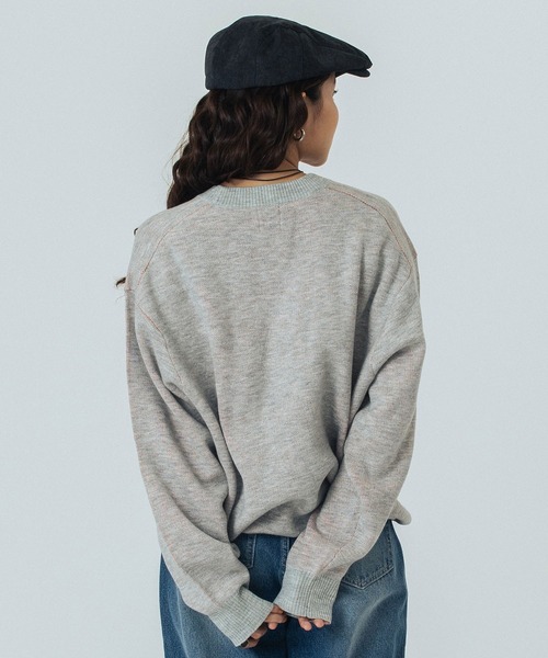 ROSE BUD（ローズバッド）の「JACQUARD LOGO KNIT（ニット/セーター・レディース・ライトグレー/レッド/ベージュ/ネイビー・ONE SIZE）」の7枚目の写真