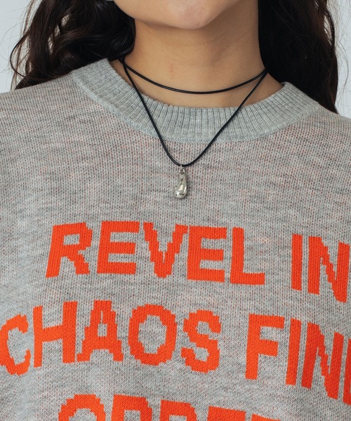 ROSE BUD（ローズバッド）の「JACQUARD LOGO KNIT（ニット/セーター・レディース・ライトグレー/レッド/ベージュ/ネイビー・ONE SIZE）」の8枚目の写真