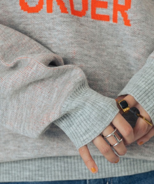 ROSE BUD（ローズバッド）の「JACQUARD LOGO KNIT（ニット/セーター・レディース・ライトグレー/レッド/ベージュ/ネイビー・ONE SIZE）」の10枚目の写真