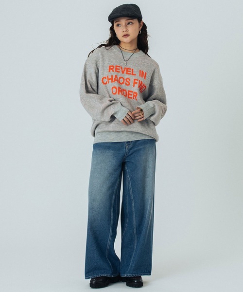 ROSE BUD（ローズバッド）の「JACQUARD LOGO KNIT（ニット/セーター・レディース・ライトグレー/レッド/ベージュ/ネイビー・ONE SIZE）」の12枚目の写真