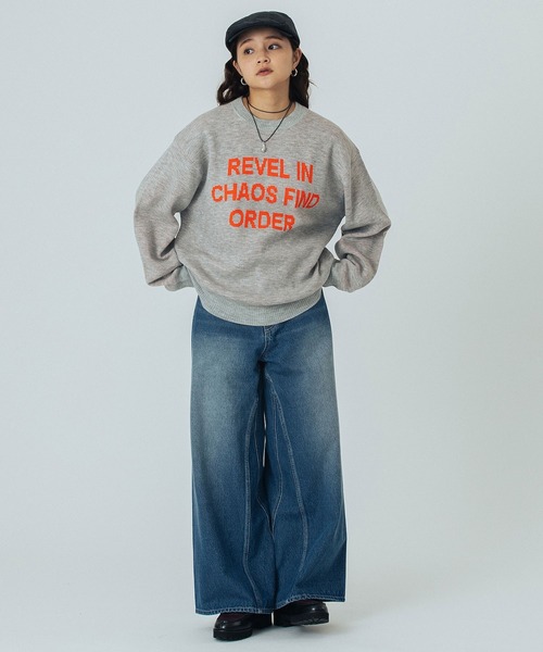 ROSE BUD（ローズバッド）の「JACQUARD LOGO KNIT（ニット/セーター・レディース・ライトグレー/レッド/ベージュ/ネイビー・ONE SIZE）」の13枚目の写真