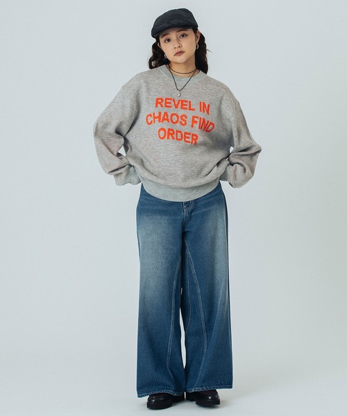 ROSE BUD（ローズバッド）の「JACQUARD LOGO KNIT（ニット/セーター・レディース・ライトグレー/レッド/ベージュ/ネイビー・ONE SIZE）」の14枚目の写真