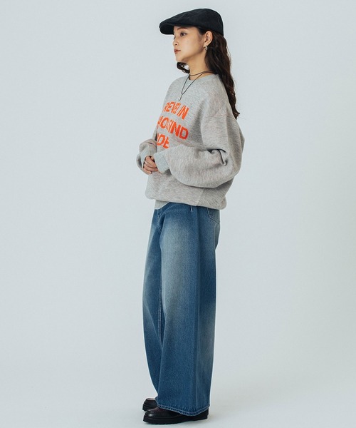 ROSE BUD（ローズバッド）の「JACQUARD LOGO KNIT（ニット/セーター・レディース・ライトグレー/レッド/ベージュ/ネイビー・ONE SIZE）」の16枚目の写真