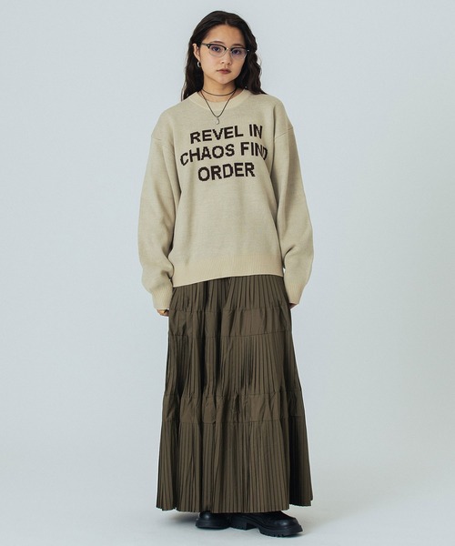 ROSE BUD（ローズバッド）の「JACQUARD LOGO KNIT（ニット/セーター・レディース・ライトグレー/レッド/ベージュ/ネイビー・ONE SIZE）」の20枚目の写真