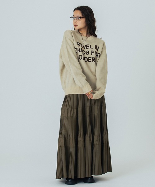 ROSE BUD（ローズバッド）の「JACQUARD LOGO KNIT（ニット/セーター・レディース・ライトグレー/レッド/ベージュ/ネイビー・ONE SIZE）」の21枚目の写真