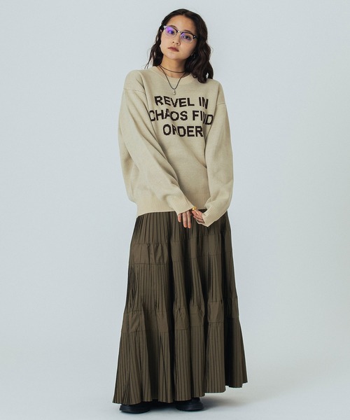 ROSE BUD（ローズバッド）の「JACQUARD LOGO KNIT（ニット/セーター・レディース・ライトグレー/レッド/ベージュ/ネイビー・ONE SIZE）」の22枚目の写真