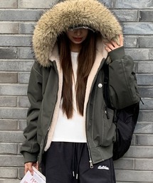 ファー切替フーディブルゾン