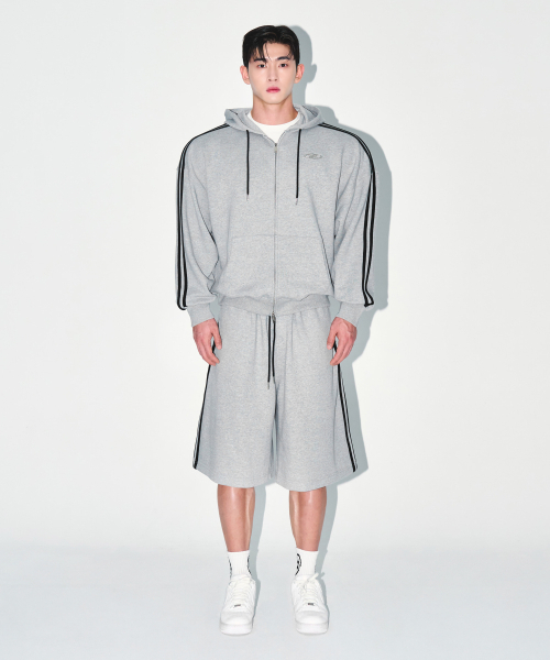 BORN TO WIN（ボーントゥウィン）の「CHROME B TRACK LINE BERMUDA PANTS [MELANGE GREY]（その他パンツ・メンズ・その他・1/2）」の3枚目の写真