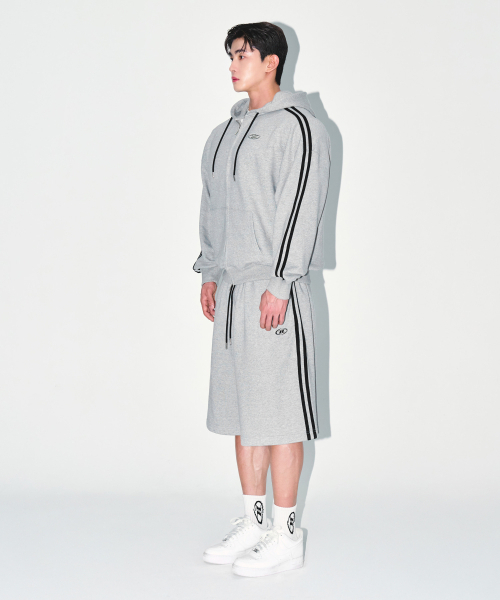 BORN TO WIN（ボーントゥウィン）の「CHROME B TRACK LINE BERMUDA PANTS [MELANGE GREY]（その他パンツ・メンズ・その他・1/2）」の4枚目の写真