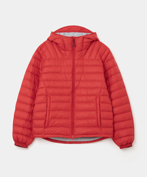 lightweight hooded down jacket red