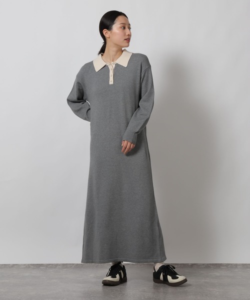 LAKOLE（ラコレ）の「ポロニット長袖ワンピース / 622321（ワンピース・レディース・ブラック/モカ/グレー・FREE）」の10枚目の写真