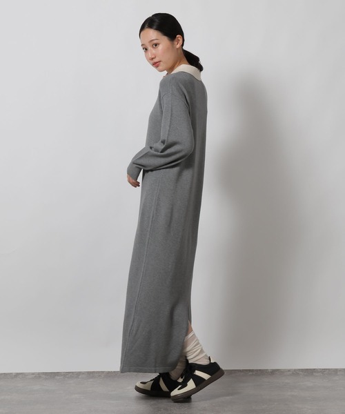 LAKOLE（ラコレ）の「ポロニット長袖ワンピース / 622321（ワンピース・レディース・ブラック/モカ/グレー・FREE）」の11枚目の写真