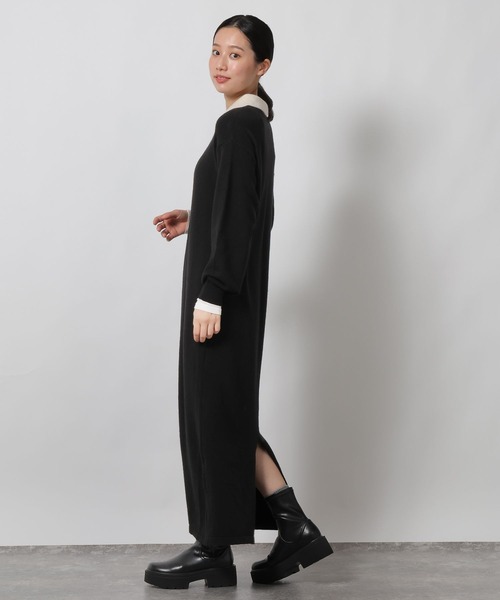 LAKOLE（ラコレ）の「ポロニット長袖ワンピース / 622321（ワンピース・レディース・ブラック/モカ/グレー・FREE）」の8枚目の写真