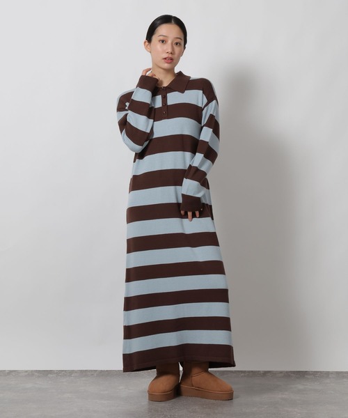 LAKOLE（ラコレ）の「ポロニット長袖ワンピース / 622321（ワンピース・レディース・ブラック/モカ/グレー・FREE）」の13枚目の写真