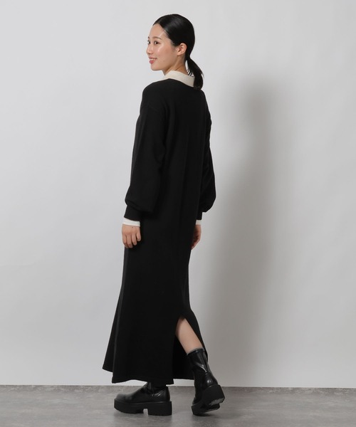 LAKOLE（ラコレ）の「ポロニット長袖ワンピース / 622321（ワンピース・レディース・ブラック/モカ/グレー・FREE）」の16枚目の写真