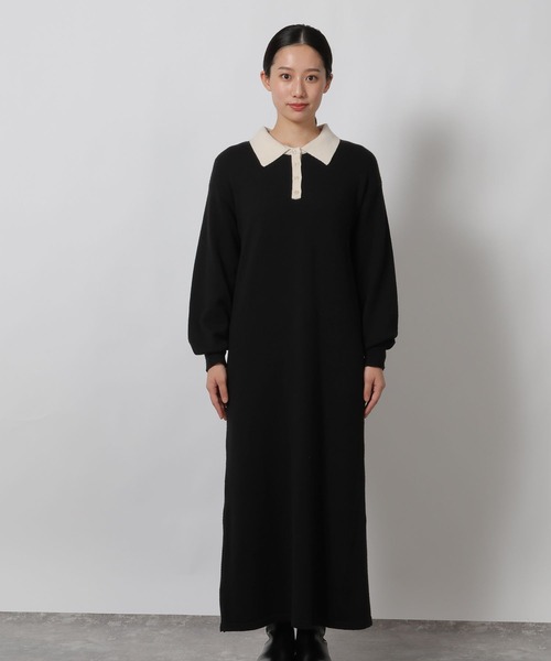 LAKOLE（ラコレ）の「ポロニット長袖ワンピース / 622321（ワンピース・レディース・ブラック/モカ/グレー・FREE）」の17枚目の写真