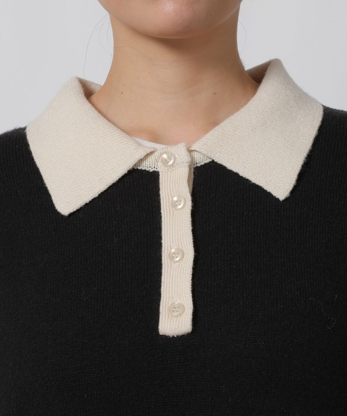 LAKOLE（ラコレ）の「ポロニット長袖ワンピース / 622321（ワンピース・レディース・ブラック/モカ/グレー・FREE）」の21枚目の写真