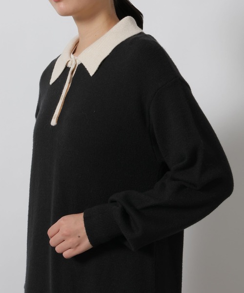 LAKOLE（ラコレ）の「ポロニット長袖ワンピース / 622321（ワンピース・レディース・ブラック/モカ/グレー・FREE）」の22枚目の写真