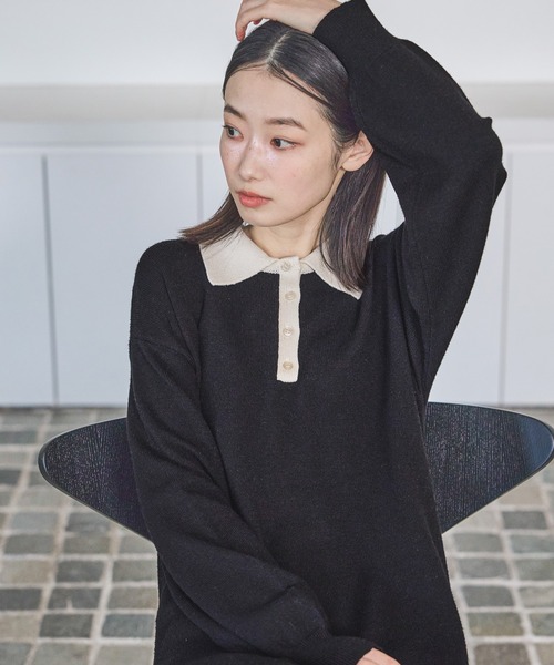 セール】ポロニット長袖ワンピース / 622321（ワンピース）｜LAKOLE