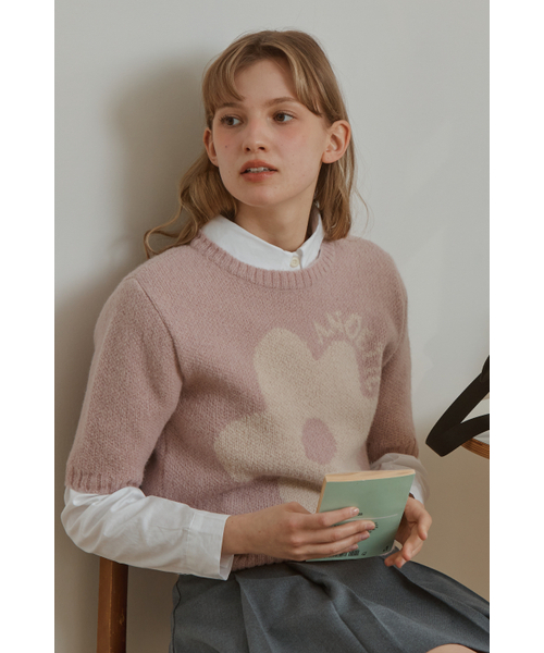 ANOETIC（アノエティック）の「ANC HALF FLOWER KNIT_PINK（ニット/セーター・レディース・ピンク・FREE）」の2枚目の写真