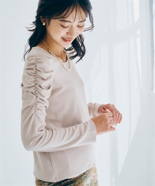 nissen(ニッセン)の「ショルダーギャザートップス(Tシャツ/カットソー・レディース・ブラック×ホワイト/ブラック/グレイッシュベージュ/オフホワイト・M/LL/S/L)」の14枚目の写真