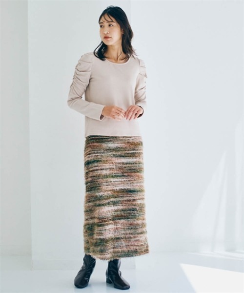 nissen(ニッセン)の「ショルダーギャザートップス(Tシャツ/カットソー・レディース・ブラック×ホワイト/ブラック/グレイッシュベージュ/オフホワイト・M/LL/S/L)」の15枚目の写真