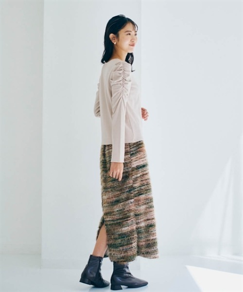 nissen(ニッセン)の「ショルダーギャザートップス(Tシャツ/カットソー・レディース・ブラック×ホワイト/ブラック/グレイッシュベージュ/オフホワイト・M/LL/S/L)」の16枚目の写真